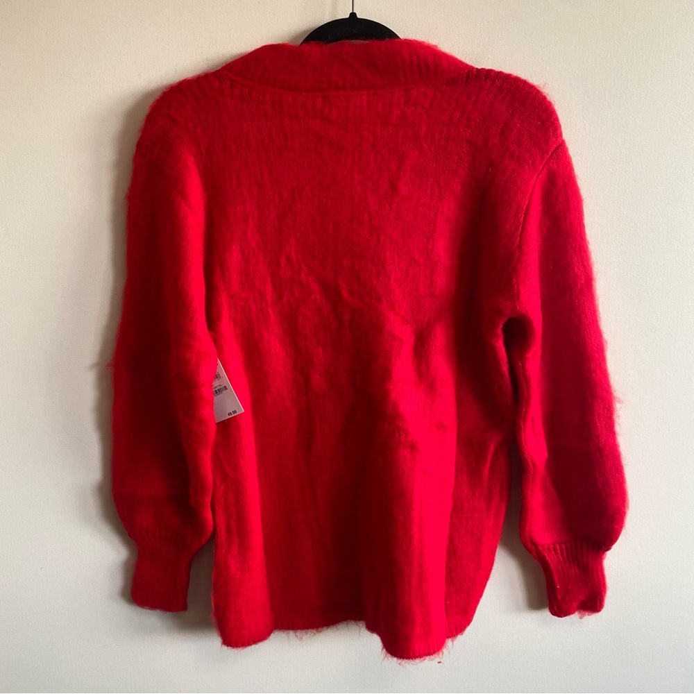 NWT bp Deep V-Neck Fuzzy Tunic Sweater in Red Poinsettia Size XS - Picture 6 of 8